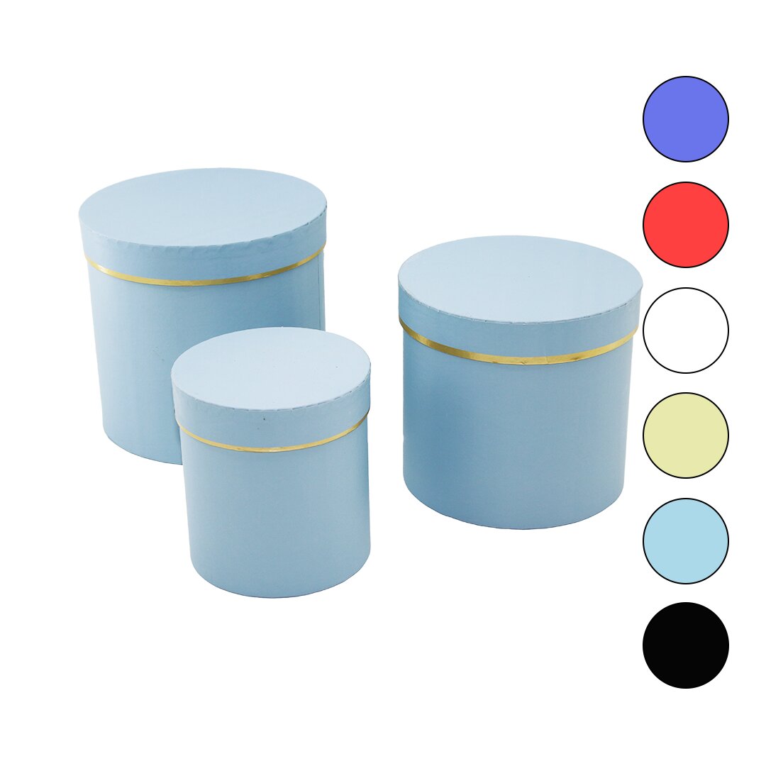 3PCS Round Matte Colored - Solid Color Cardboard Gift Box 18