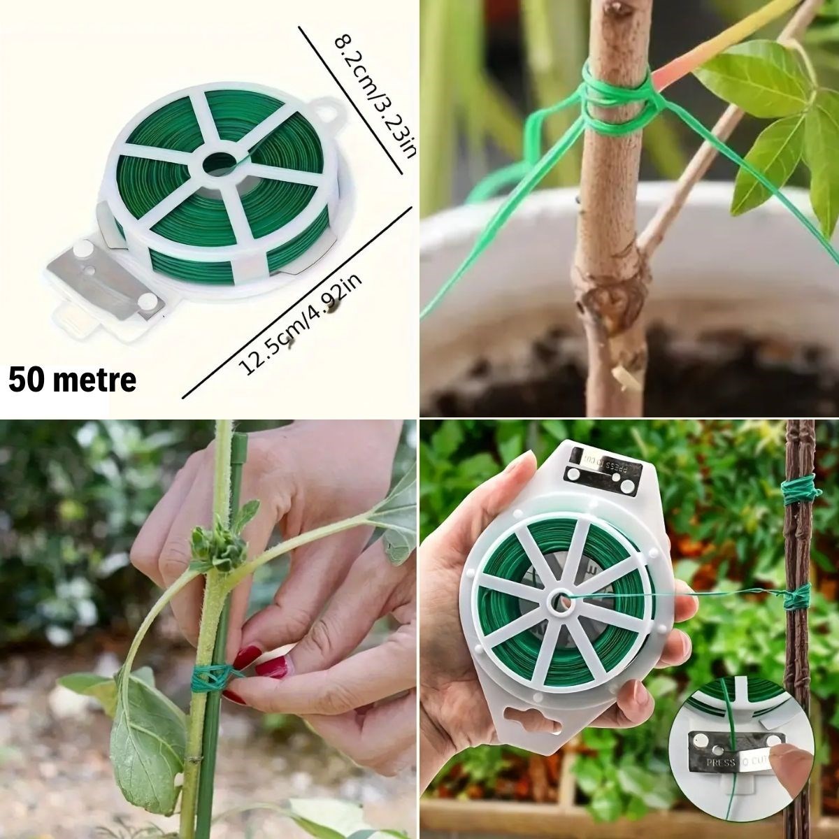 50 Metre Kendiliğinden Kesici Bıçaklı Bitki Saksı Kablo Sabitleme Teli (5563) #5