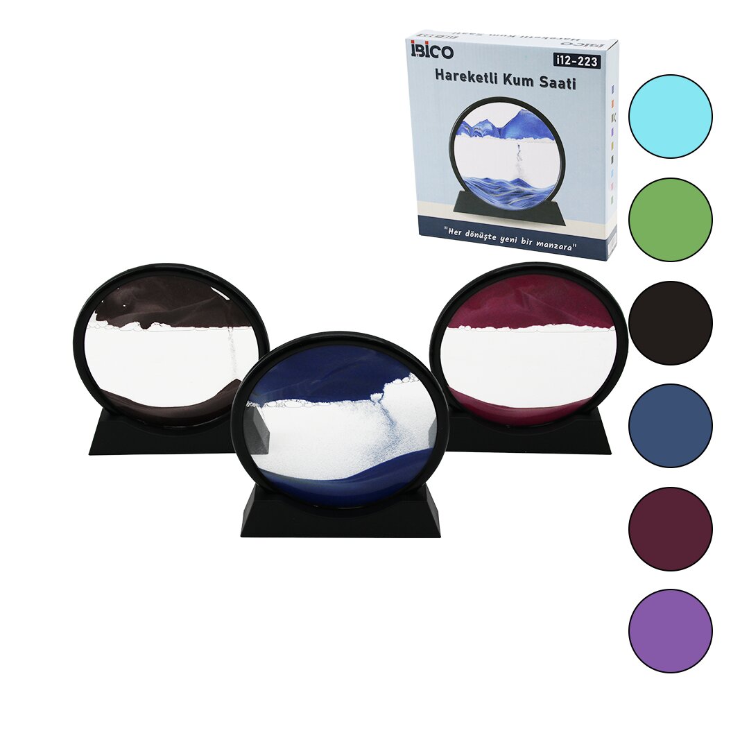 7 İNÇ - 17.5CM RENKLİ SULU CAM KUM SAATİ HAREKETLİ AYNA MODE