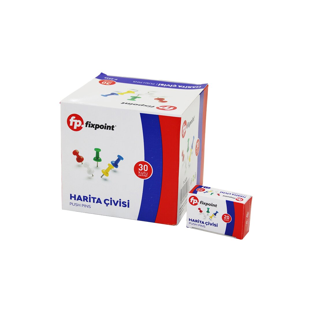 600 ADET HARİTA ÇİVİSİ RENKLİ = 20PCS X 30 (5563)