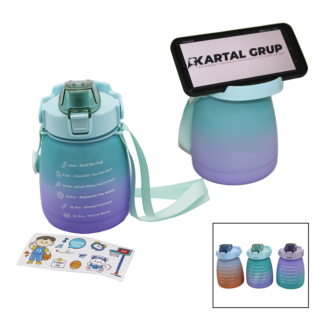 1.3LT - TOMBUL PİPETLİ RENKLİ PLASTİK SULUK MATARA KİLİTLİ KAPAKLI - TELEFONLUKLU (5563) #2