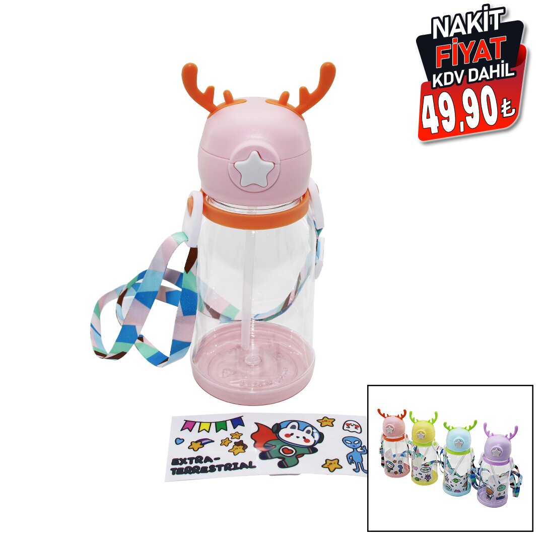 GEYİK MODELİ PİPETLİ ÇOCUK MATARA SULUK ASKI İPLİ (5563) #2