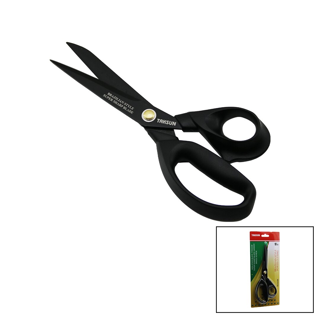 Brazil Style Tailor Scissors Black - Non-Stick Ergonomic GL-