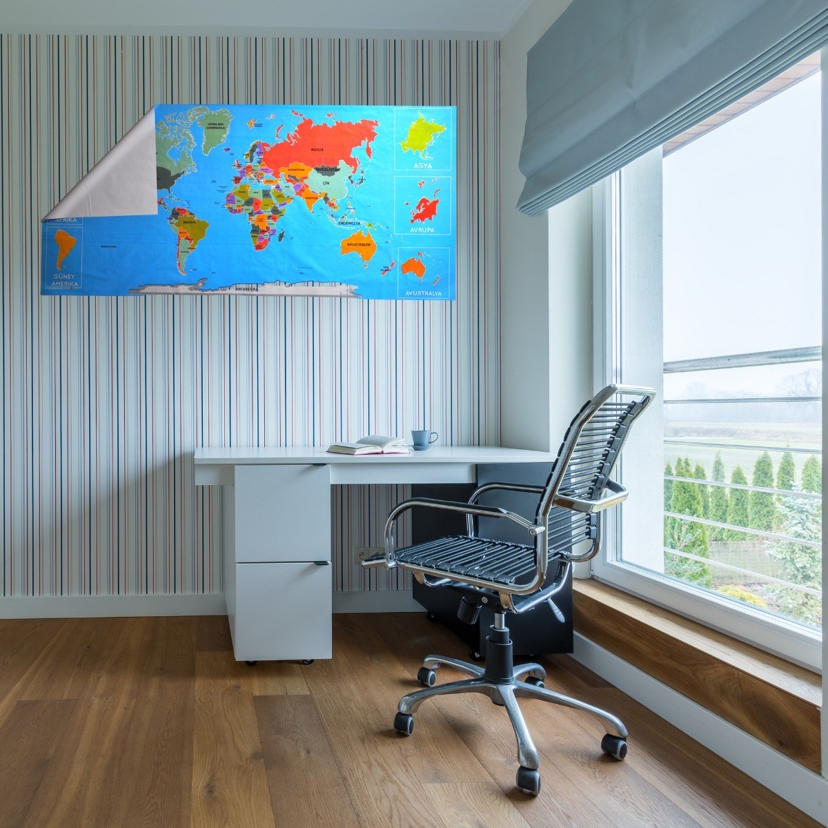 Farbige Weltkarte magnetisch Wandaufkleber ohne Klebstoff 118 x 56 cm (5563) #5