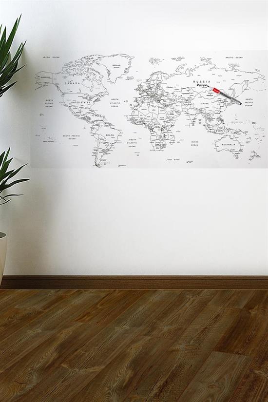 Yazılabilir Dünya Haritası Manyetik Duvar Stickerı 110 x 56 cm (5563) #4