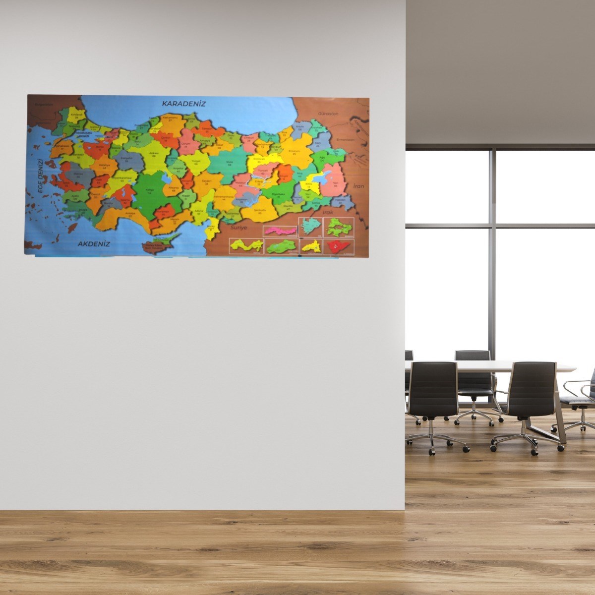 Renkli Türkiye Haritası Manyetik Yapıştırıcı Gerektirmeyen D