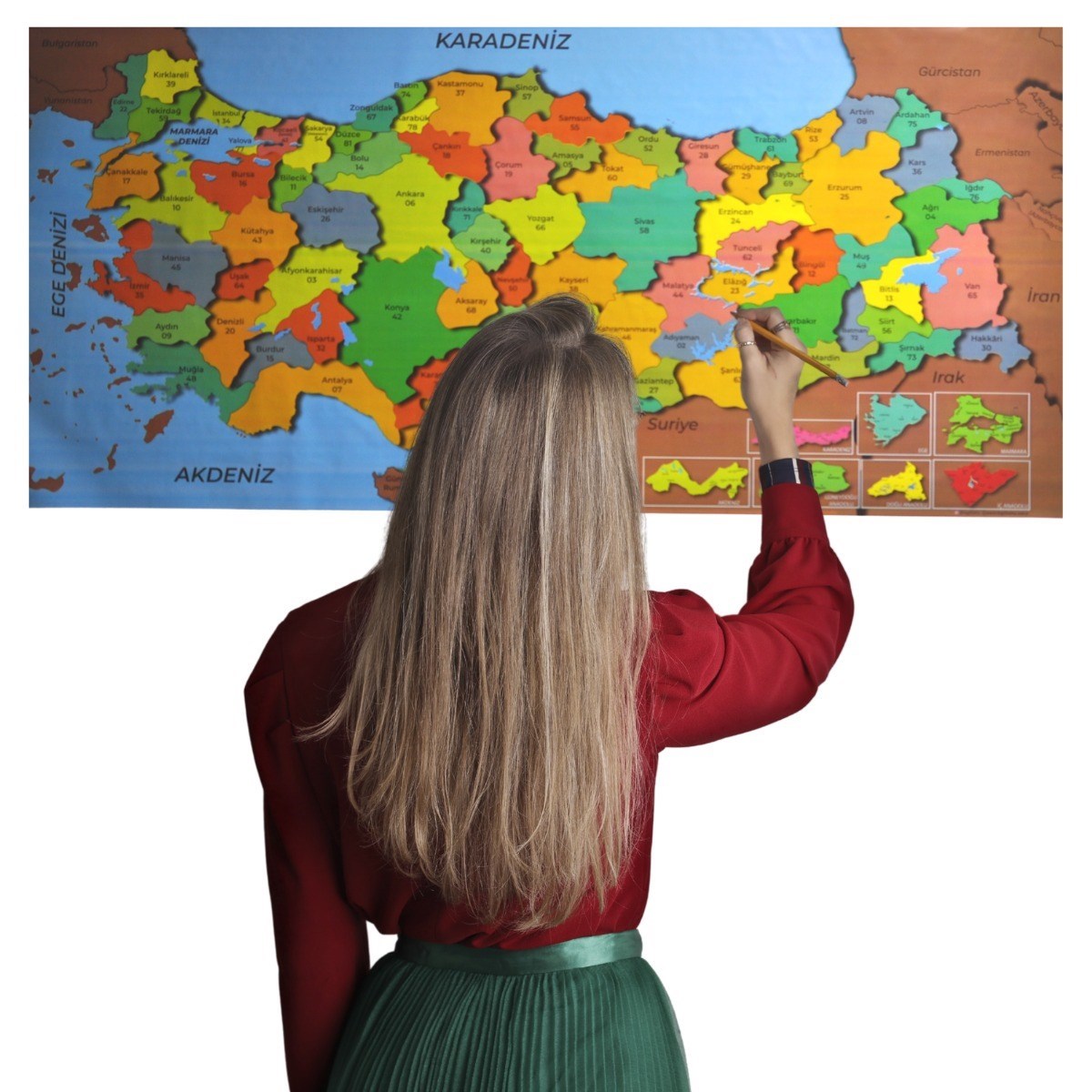 Bunte Türkei-Karte magnetischer Wandaufkleber ohne Klebstoff 118 CM * 56 CM (5563) #2