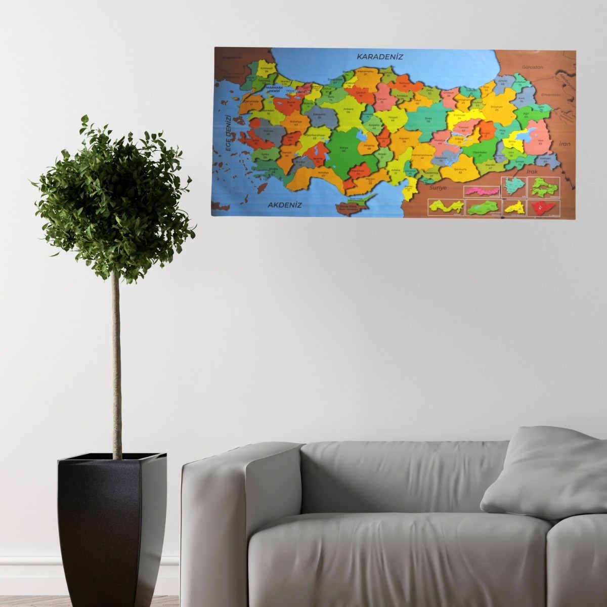 Bunte Türkei-Karte magnetischer Wandaufkleber ohne Klebstoff 118 CM * 56 CM (5563) #5