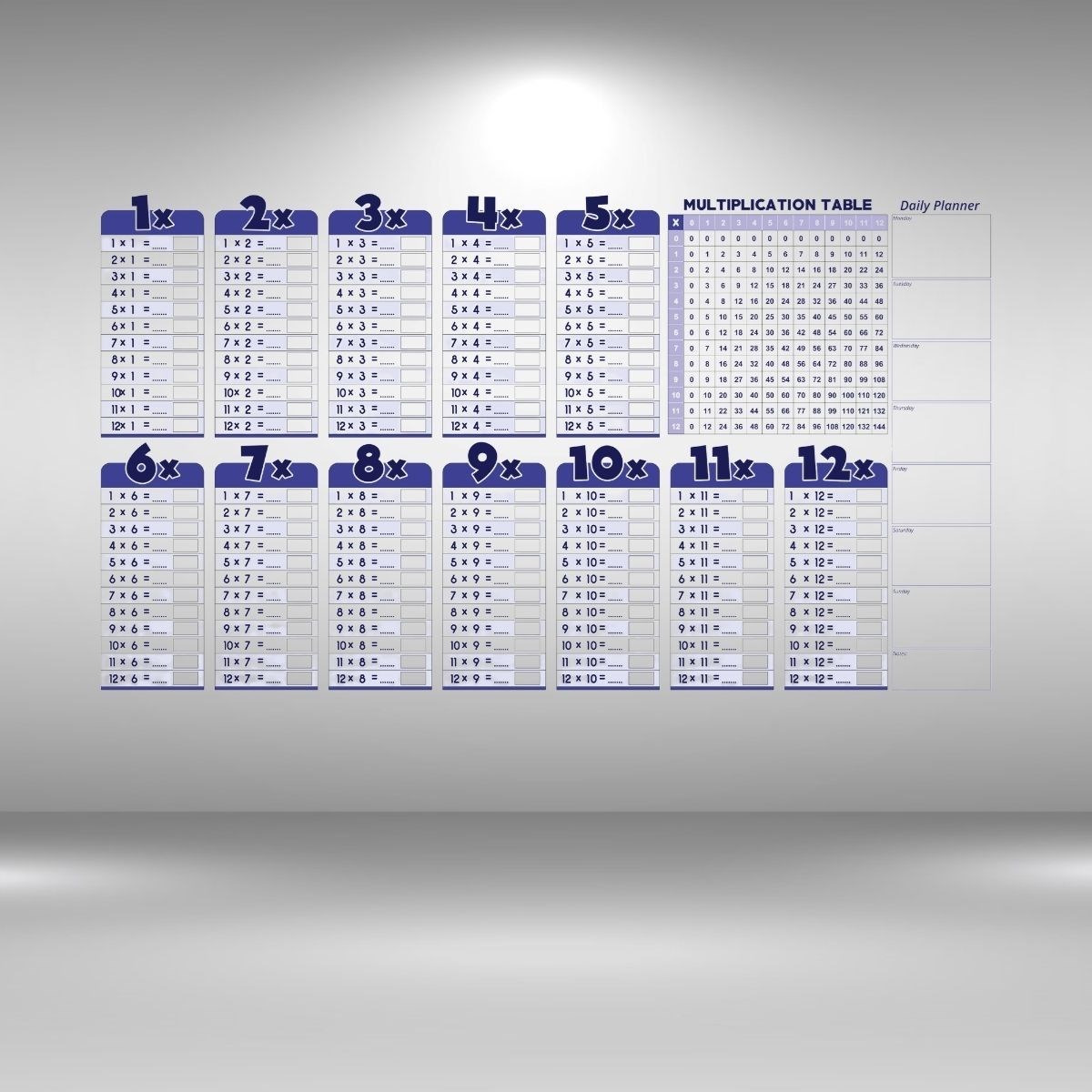Statik Akıllı Kağıt Ingilizce Çarpım Tablosu 100x56 Cm(1 Ade
