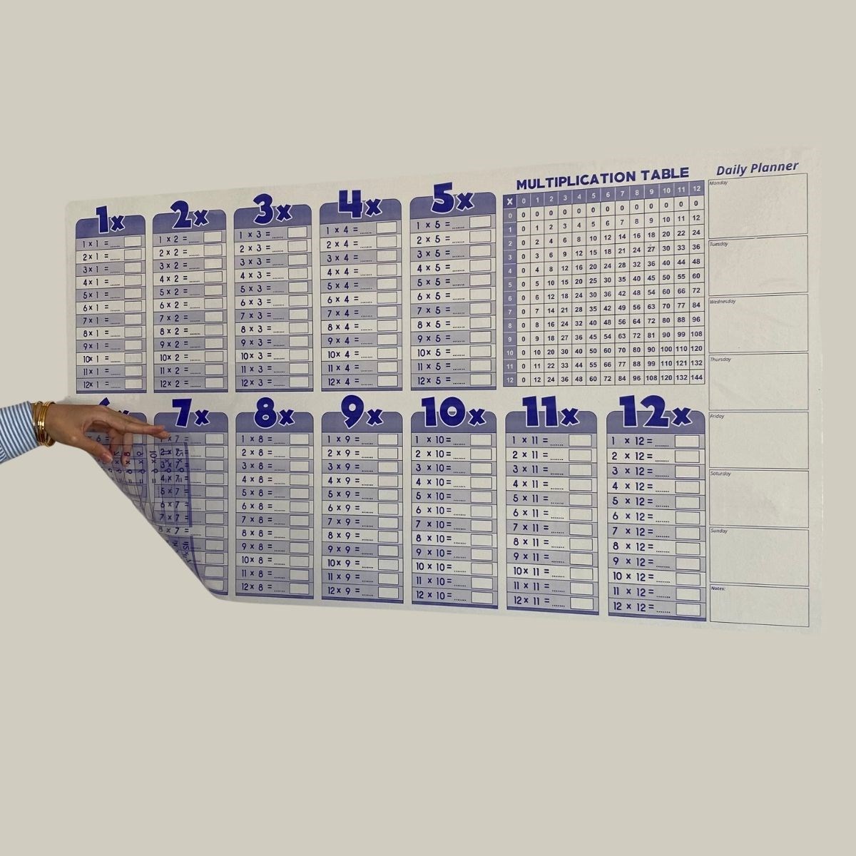 Statik Akıllı Kağıt Ingilizce Çarpım Tablosu 100x56 Cm(1 Adet Silgili Kalemli) (5563) #4