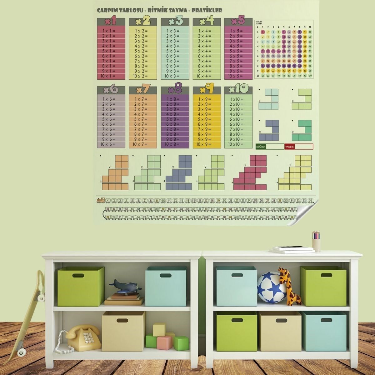 100x100cm Statisches Papier Farbiges Einmaleins (5563) #2