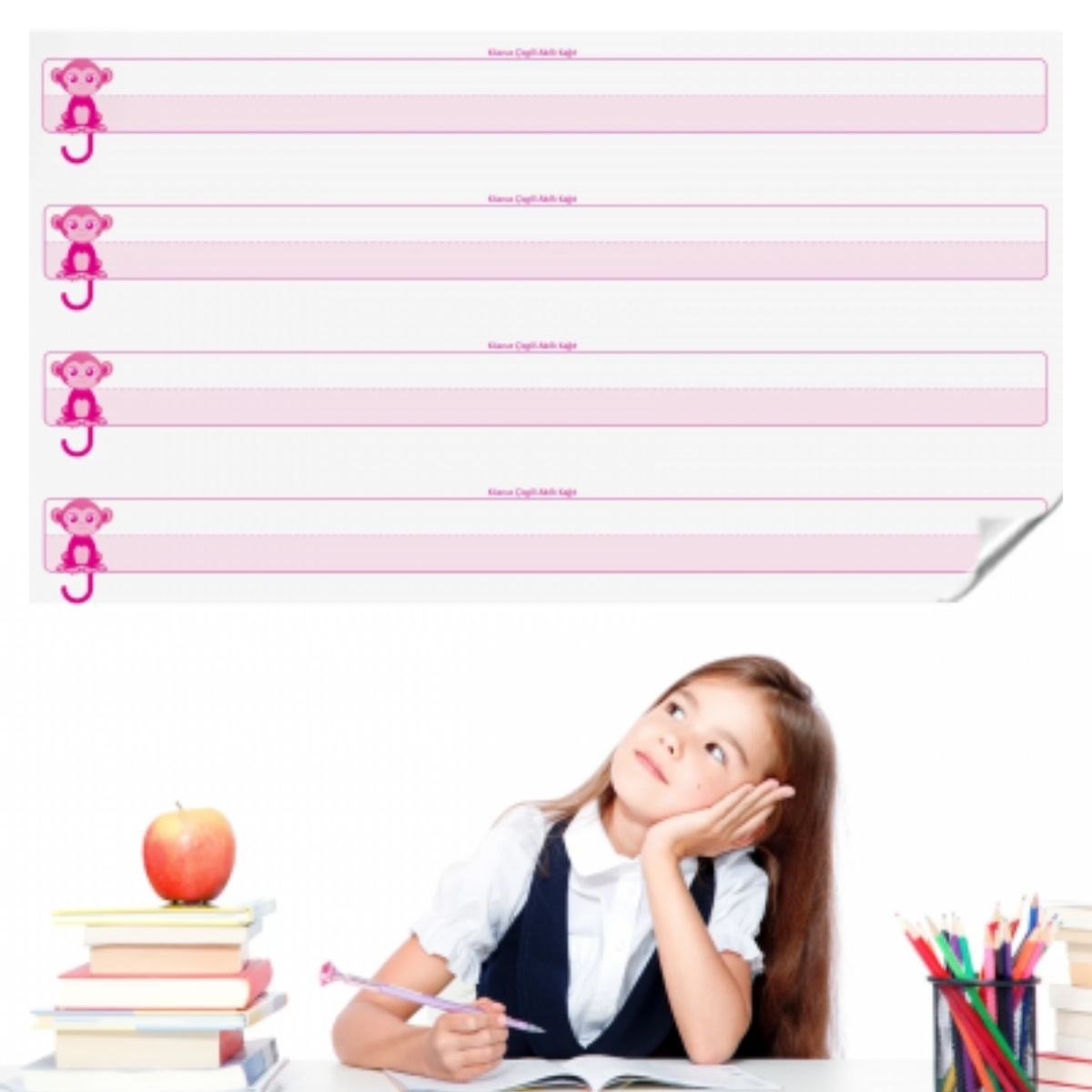Kılavuz Çizgili Akıllı Kağıt Yazı Tahtası Duvarda İz Bırakma