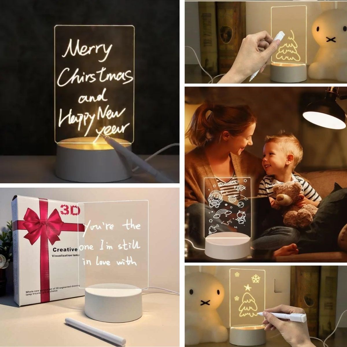 USB Kablolu Işıklı Kendiliğinden Beyaz Kalemli-Silgili Kreat