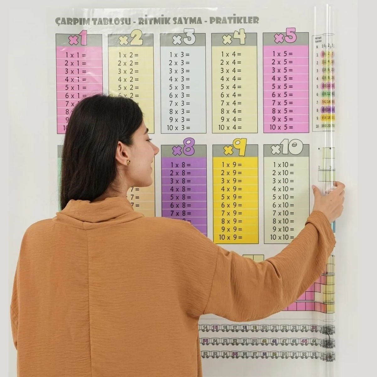 70x70cm Statik İz Bırakmaz Kağıt Renkli Çarpım Tablosu (5563