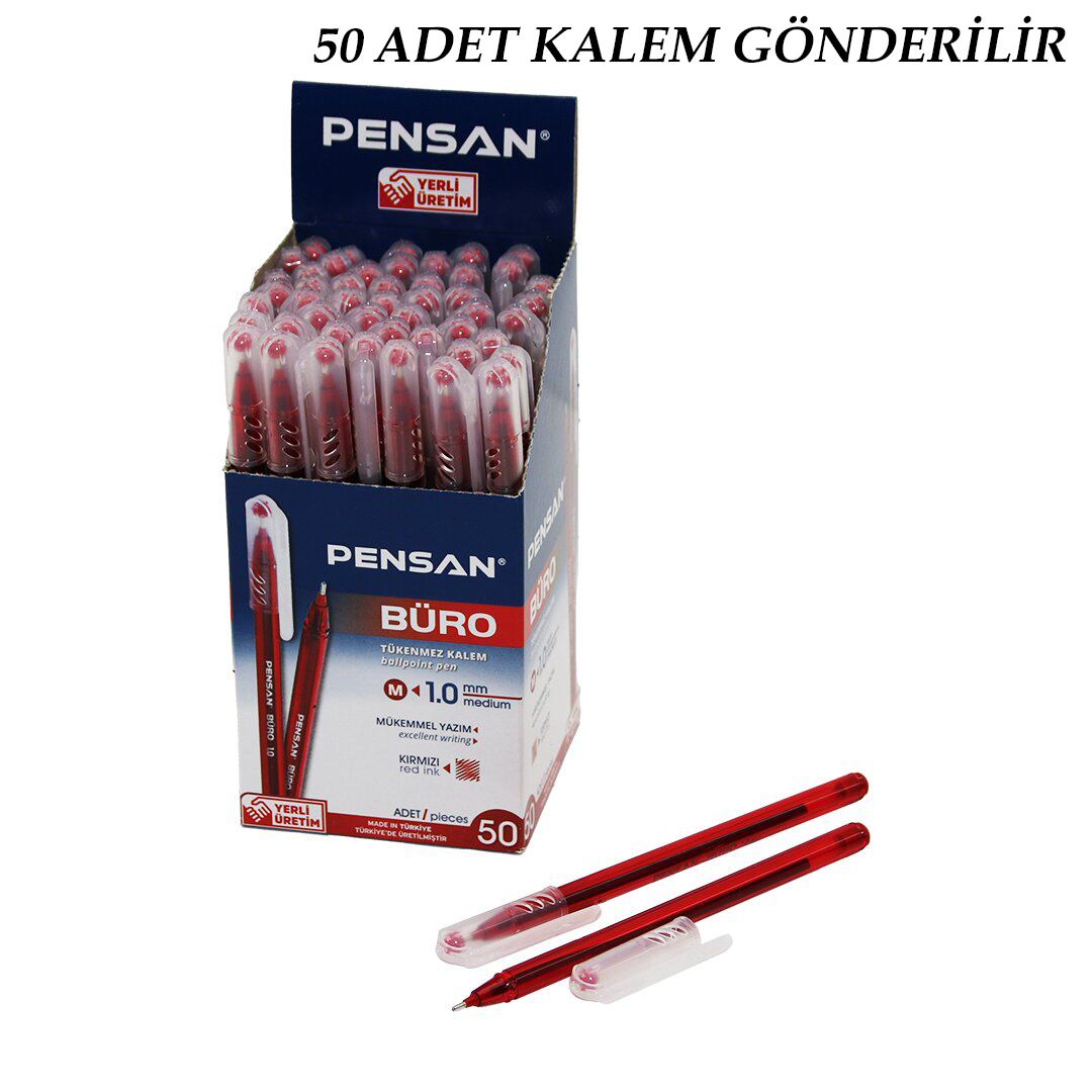 50 ADET PENSAN BÜRO KIRMIZI TÜKENMEZ KALEM M-MEDİUM - 1.0MM UÇ (5563) #2
