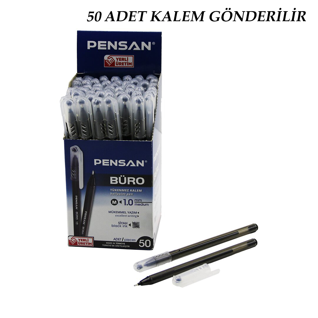 50 ADET PENSAN BÜRO SİYAH TÜKENMEZ KALEM M-MEDİUM - 1.0MM UÇ (5563) #2
