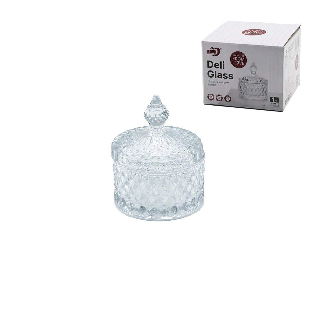 DELI GLASS TG1073-3/L1 Diamond Glass Sugar Bowl (5563)
