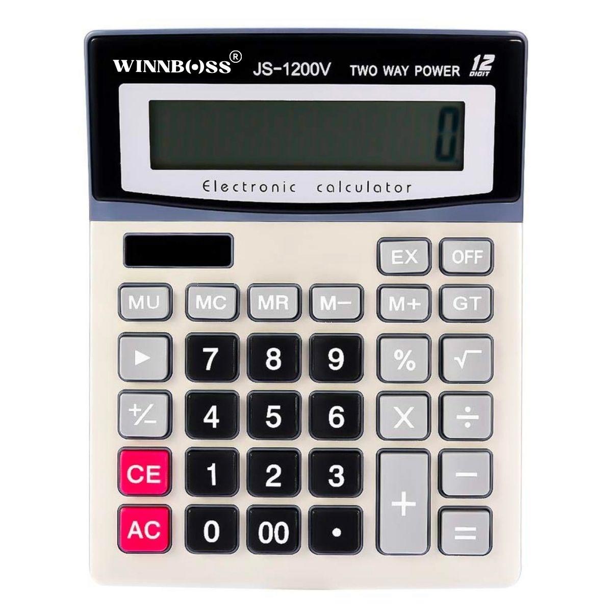 12-Digit Wide LCD Calculator, Battery Powered, Large Buttons