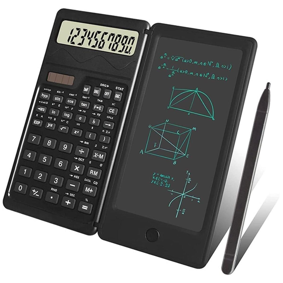 Foldable Scientific Calculator with Erasable LCD Writing Tab