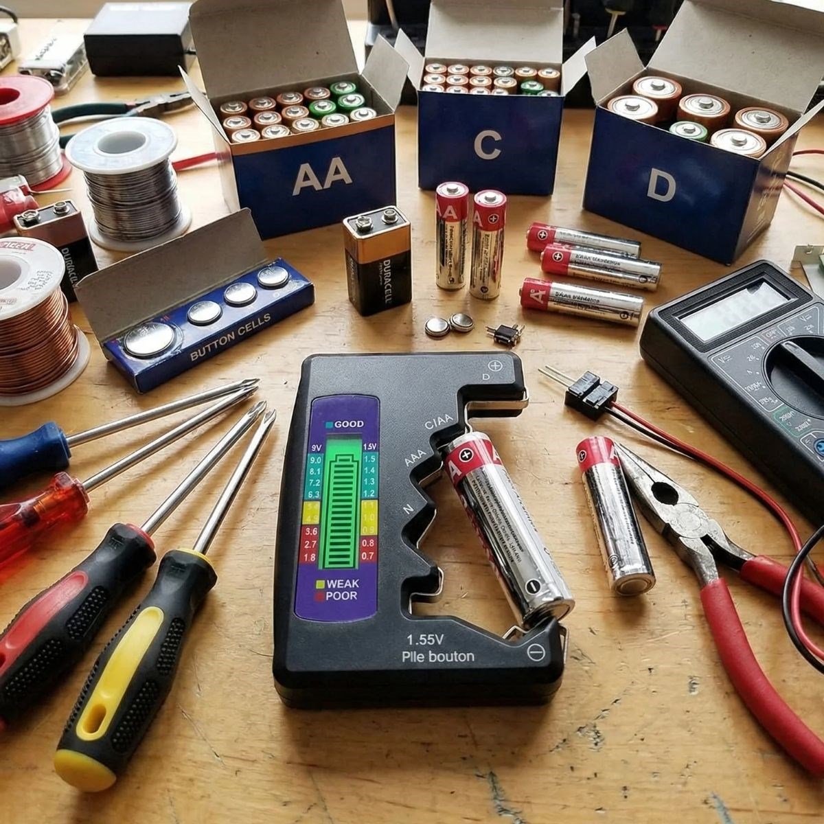 Evrensel Dijital Pil Test Cihazı – AA, AAA, C, D, N, 9V ve Düğme Pil Uyumlu Mini Pil Kapasite & Seviye Ölçer (5563) #3