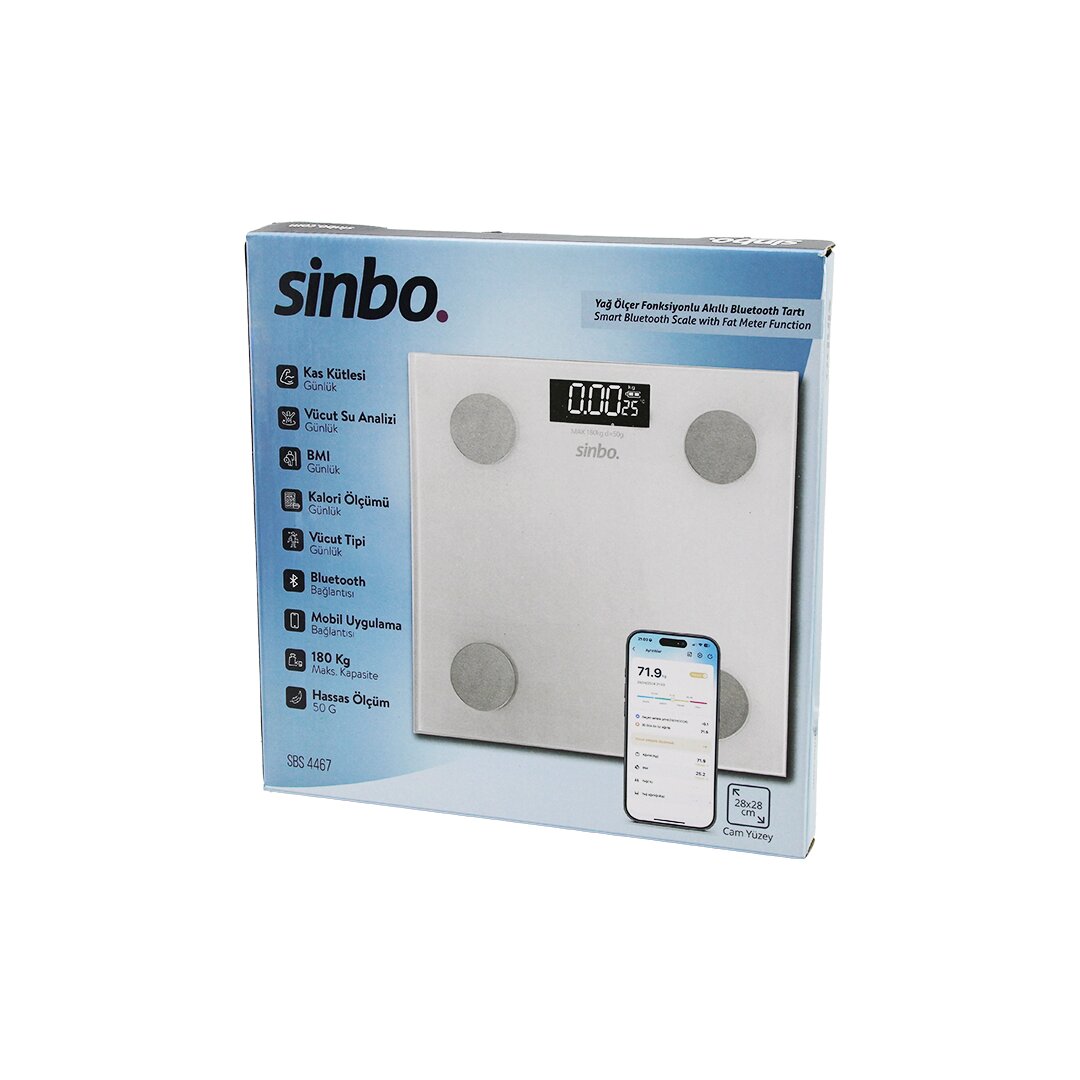 YAĞ ÖLÇERAKILLI BLUETOOTH CAM BASKÜL PİLLİ 180KG/50GR 28X28C