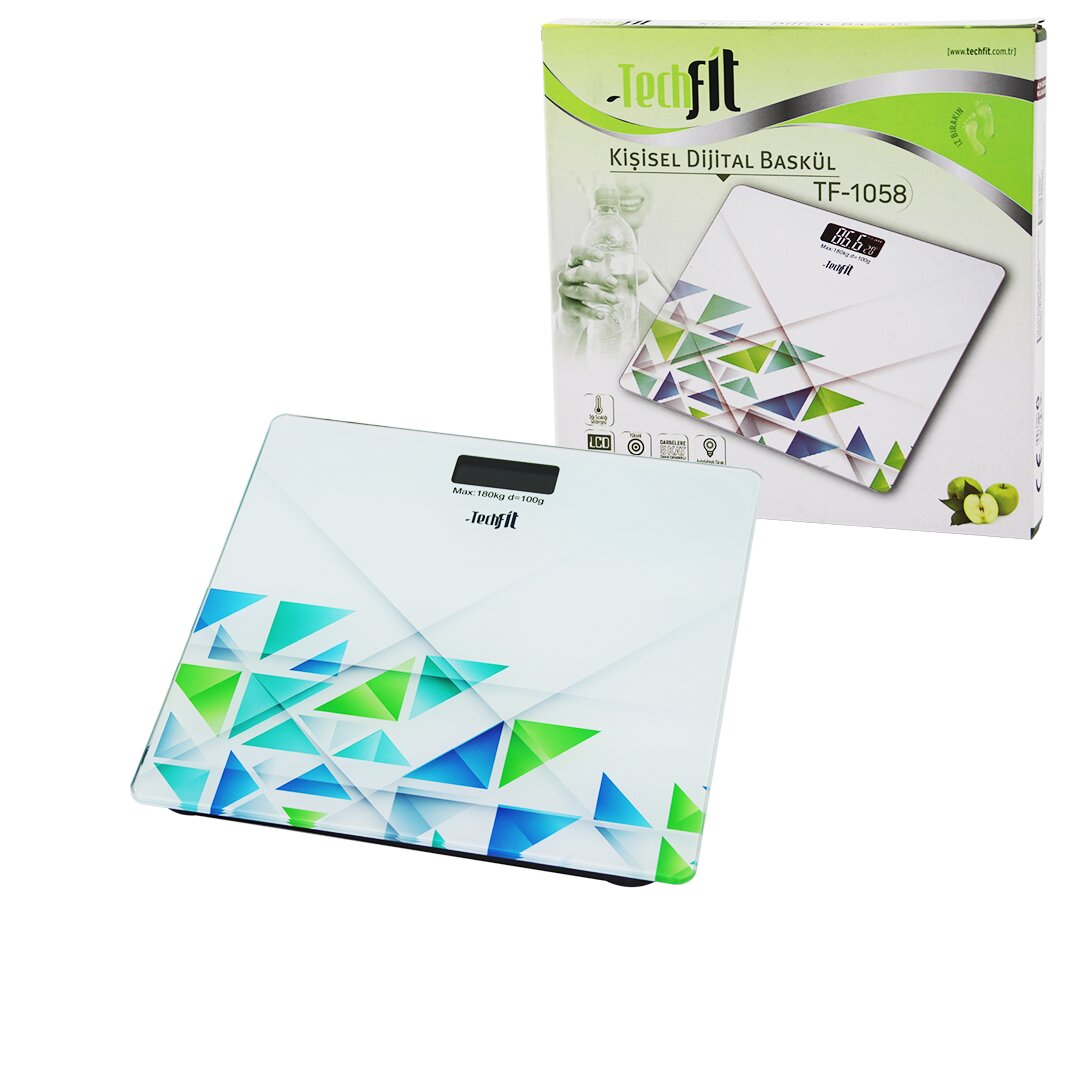 DESENLİ CAM TEMPERLİ DİJİTAL BASKÜL TERAZİ 180KG/100GRLCD EK