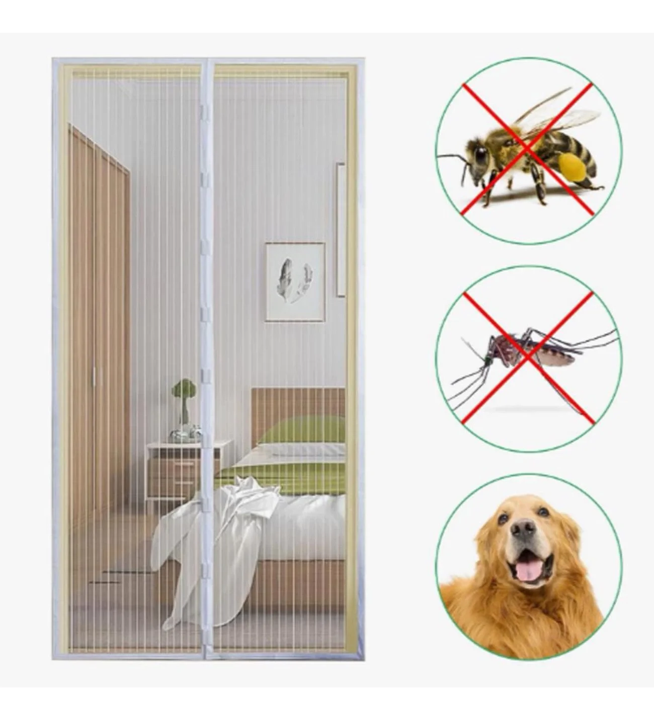 Mıknatıslı Kapı Sinekliği Tül Perde 105 x 210 cm (5563) #3