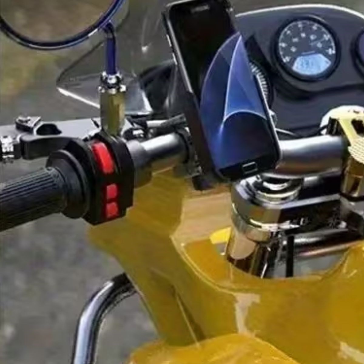 Motosiklet Gidon Telefon Tutucu–360° Döner, Kaymaz Sabitleme Sistemli, Sarsıntı Önleyici Telefon Tutucu Aparat (5563) #4