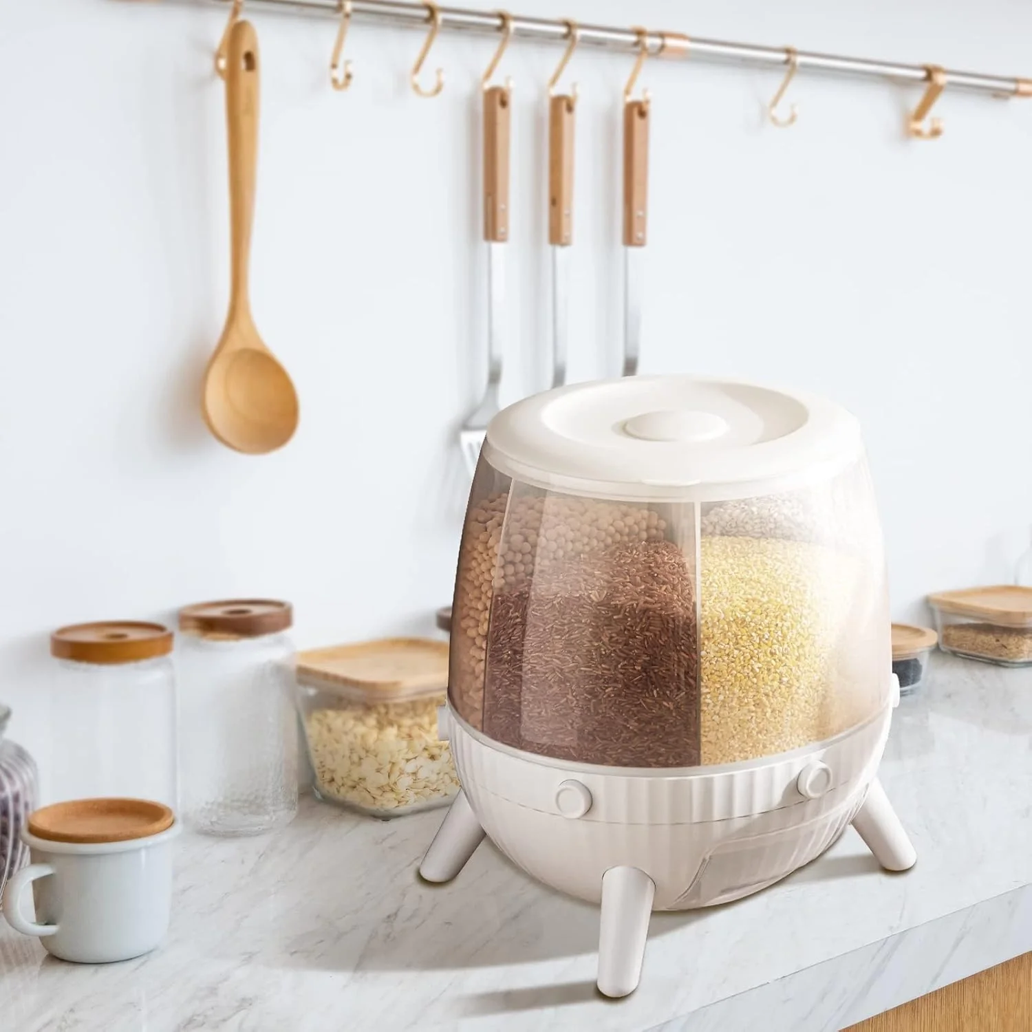 6-Compartment 360° Rotating 6L Cereal & Dry Food Organizer (5563) #4