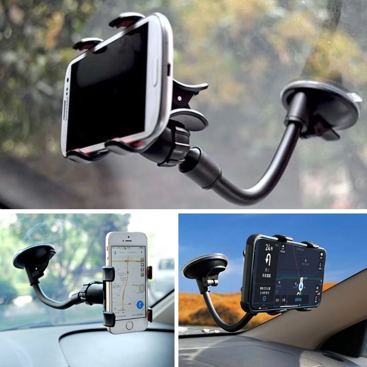 Akrobat Cama Sabitlenen Güçlü Vakumlu 360 Derece Dönen Tüm Modellere Uyan Oto Telefon Tutucu (5563) #2