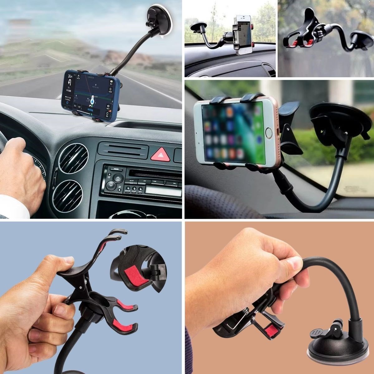 Akrobat Cama Sabitlenen Güçlü Vakumlu 360 Derece Dönen Tüm Modellere Uyan Oto Telefon Tutucu (5563) #3