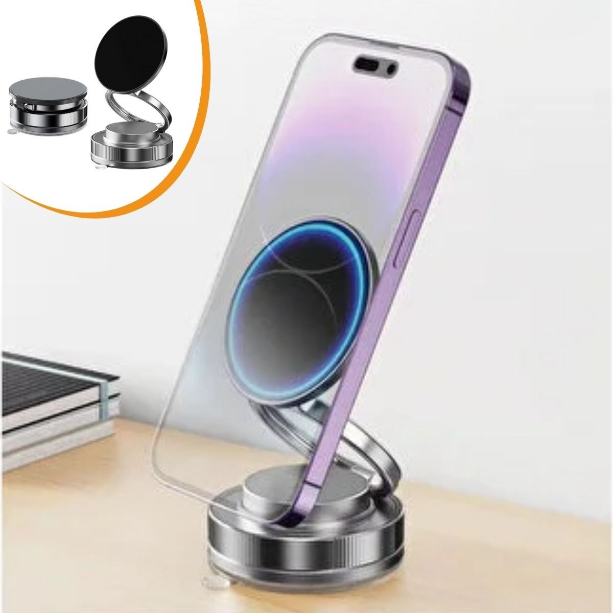 Vakumlu Manyetik Telefon Tutucu – Güçlü Vakum 360 Derece Döner Araç İçi Telefon Standı, Ultra Sabit Manyetik Destekli Mobil Cihaz Aparatı (5563)