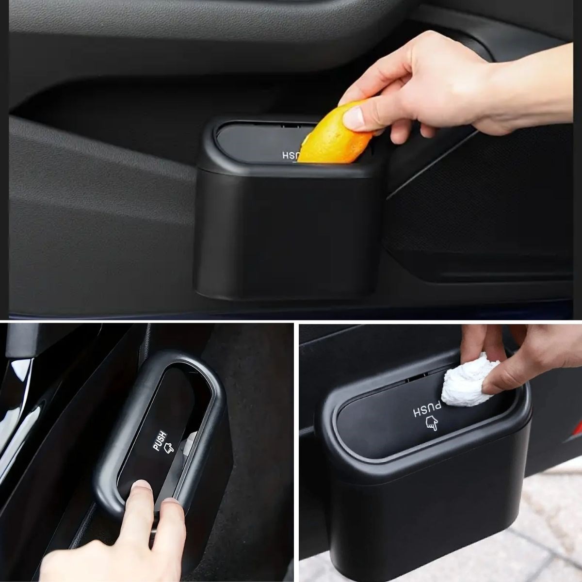 Araç İçi Takılarak Sabitlenebilen Mini Kapaklı Çöp Kovası (5563) #2