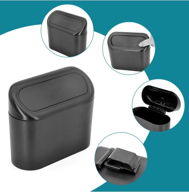 Car Trash Bin with Lid Organizer Black (5563)
