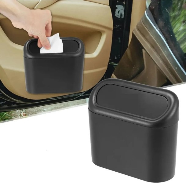 Car Trash Bin with Lid Organizer Black (5563) #4