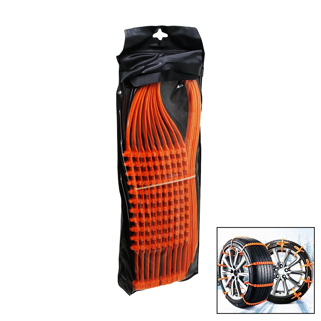 10PC Plastic Chain Car Tire Snow Chains - Velcro (5563)