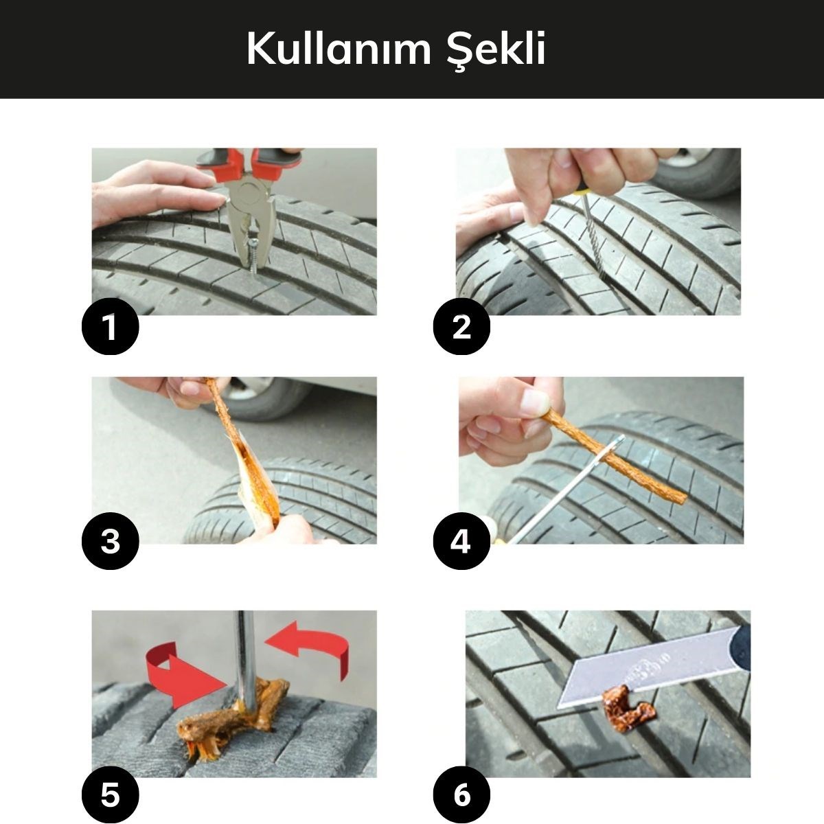 6-Piece Car Motorcycle Bicycle Tire Repair Kit Vehicle Maintenance Set (5563) #5