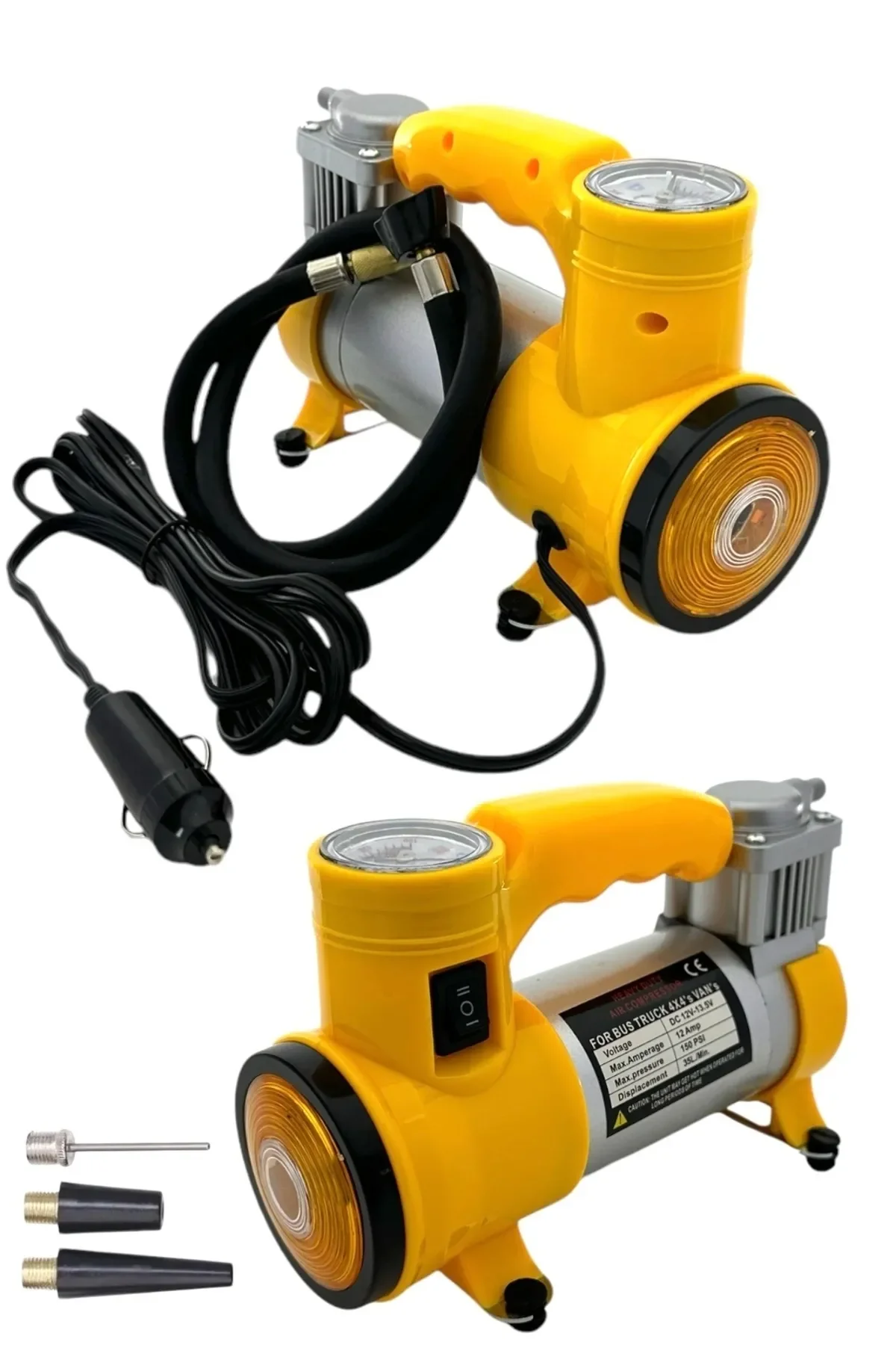 Electric Car Tire Pump / 150 PSI - 12V / Portable Metal Air