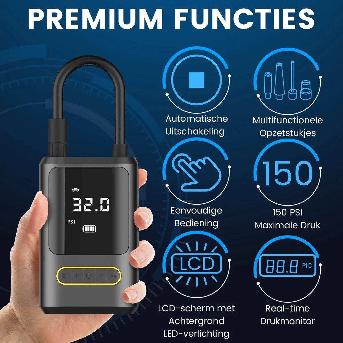 Wireless Car Mini Air Compressor 4000mAh 150 PSI LED KA-760 #4