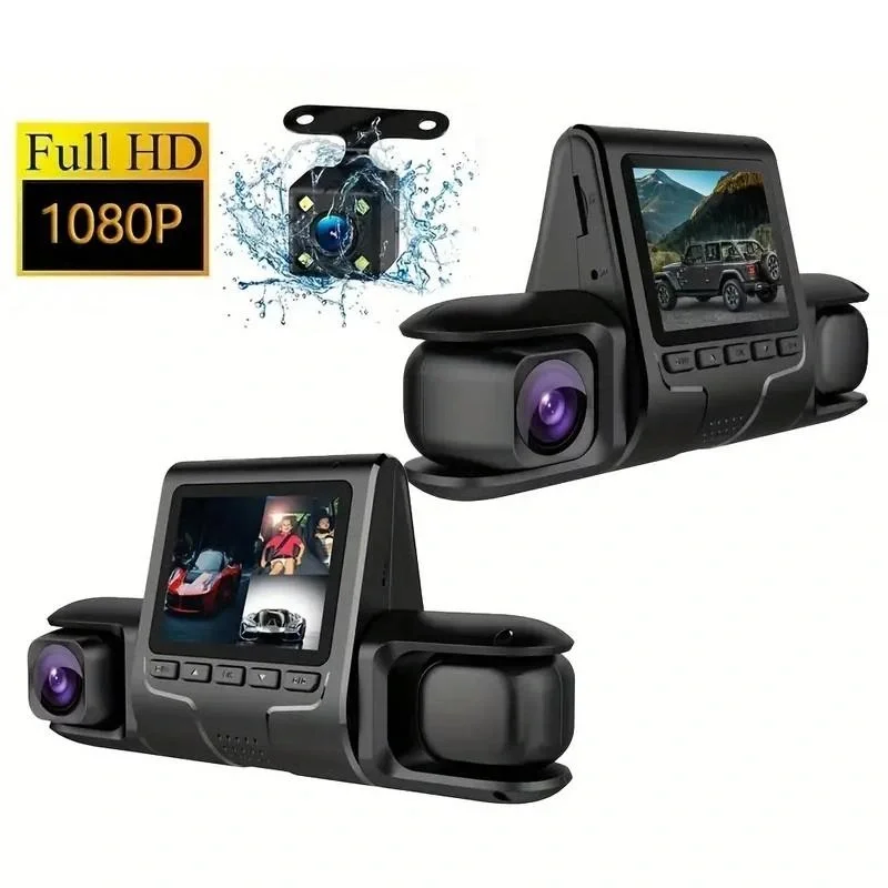 1080P Triple Lens Car Dash Cam Front Interior & Rear HD DVR