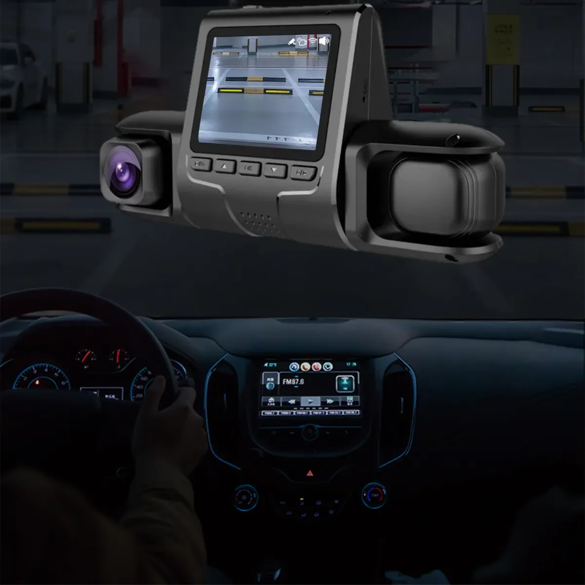 1080P Triple Lens Car Dash Cam Front Interior & Rear HD DVR 120° Loop Recording #3