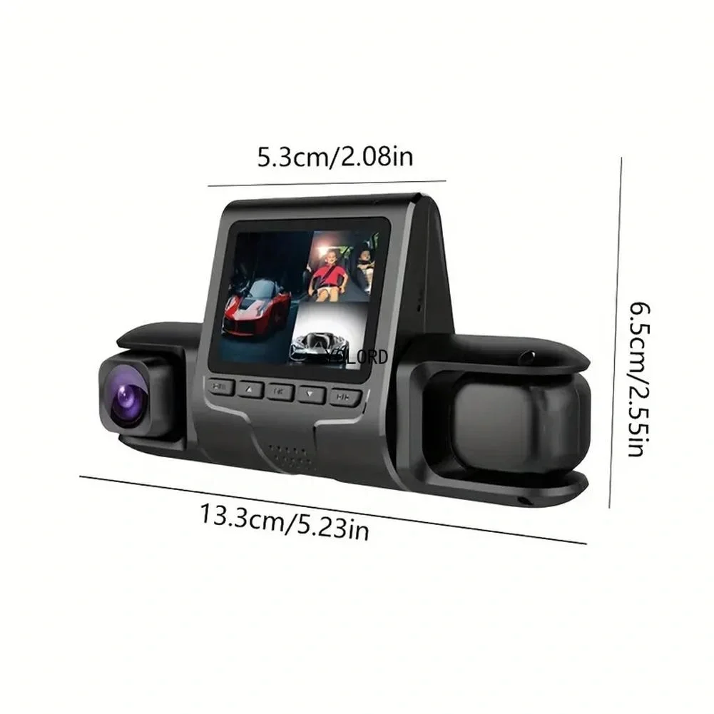 1080P Triple Lens Car Dash Cam Front Interior & Rear HD DVR 120° Loop Recording #4