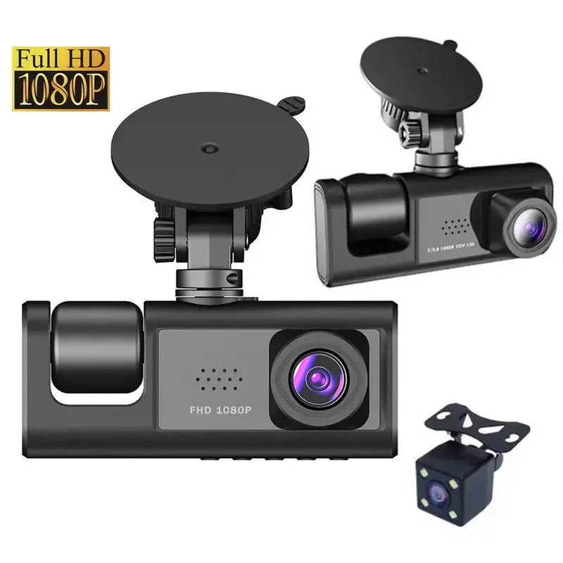 3-Camera Car Dashcam Black Box Traffic Recorder (5563)