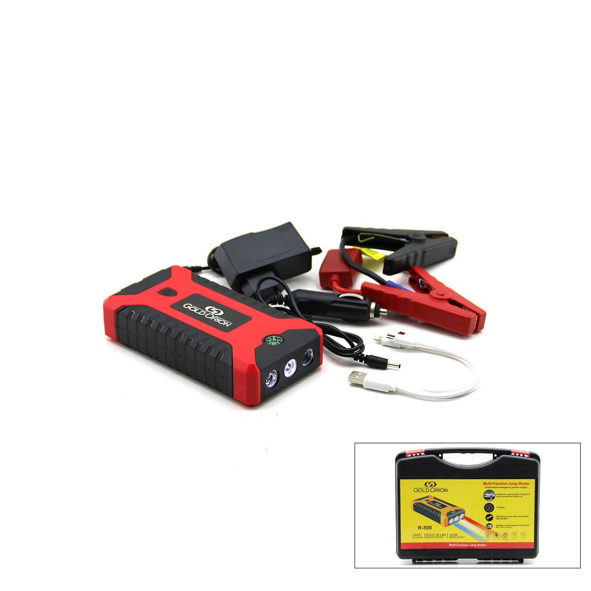 Multifunctional Car Jump Starter with 4 USB Powerbank, Flash