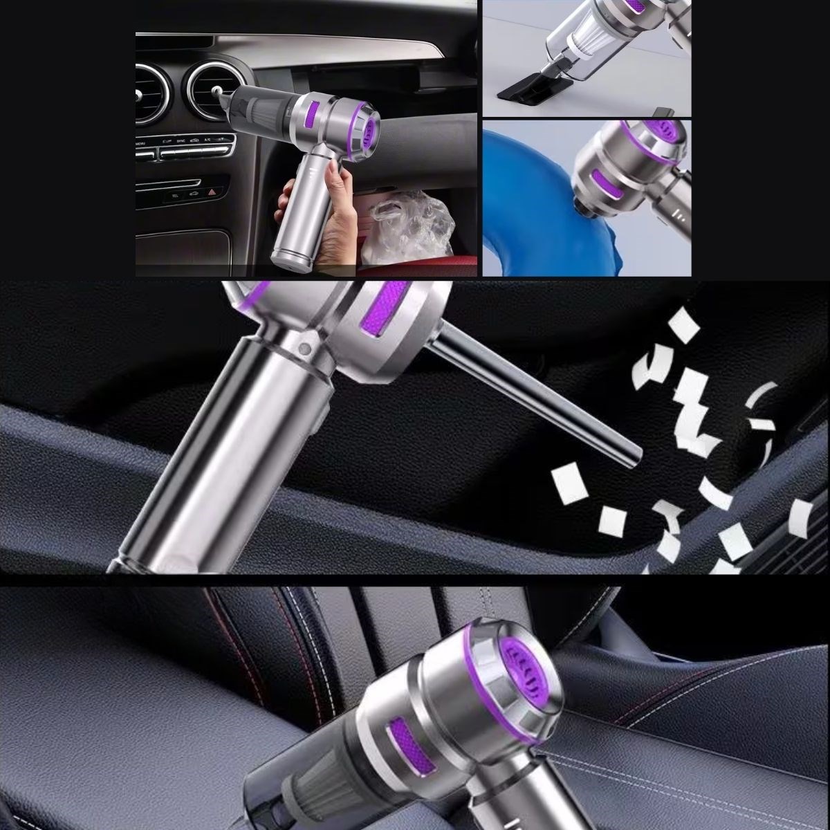 9 Farklı Uçlu Kablosuz Şarjlı Araç İçi Süpürge – Wireless Destekli, Güçlü Emiş, Taşınabilir Pratik Araç Temizleyici (5563) #2