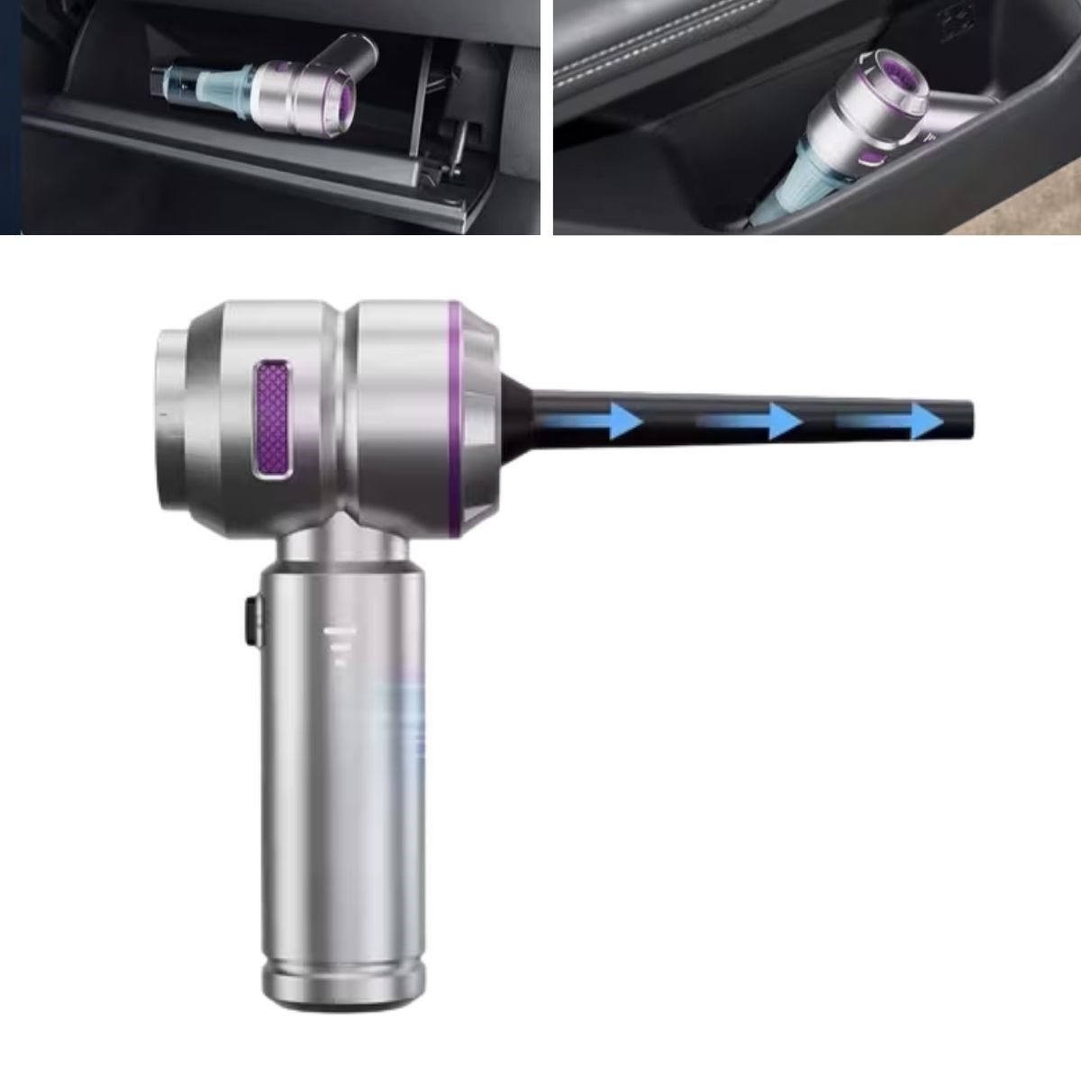 9 Farklı Uçlu Kablosuz Şarjlı Araç İçi Süpürge – Wireless Destekli, Güçlü Emiş, Taşınabilir Pratik Araç Temizleyici (5563) #3