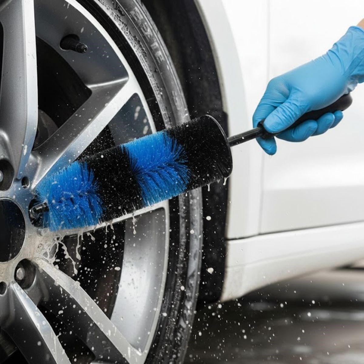 Ergonomic Wheel & Tire Cleaning Brush - Heavy-Duty Detail Br
