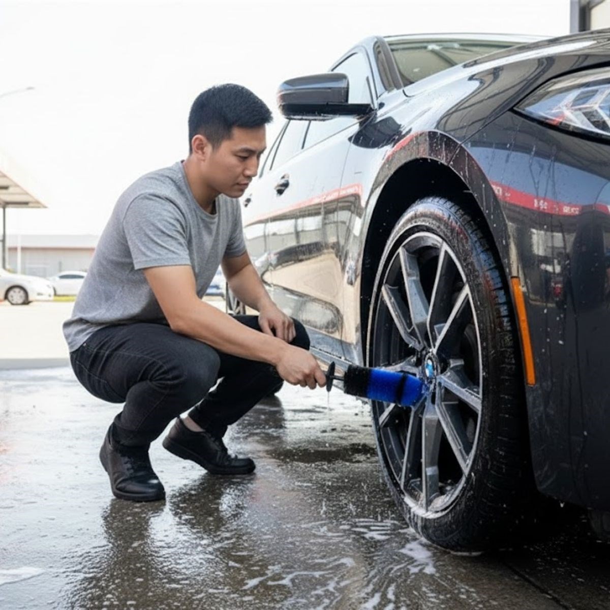 Ergonomische Felgen- und Reifenbürste – Starke Detailbürste für Fahrzeugreinigung (5563) #3