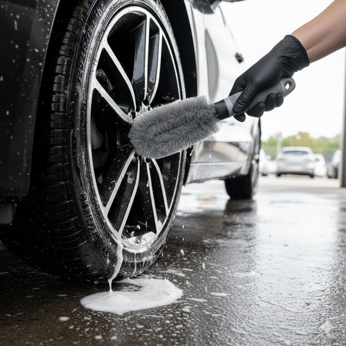 Graue Autofälgen-Reinigungsbürste – Ergonomischer Griff, starke Borsten für Reifen- und Felgenreinigung (5563) #2