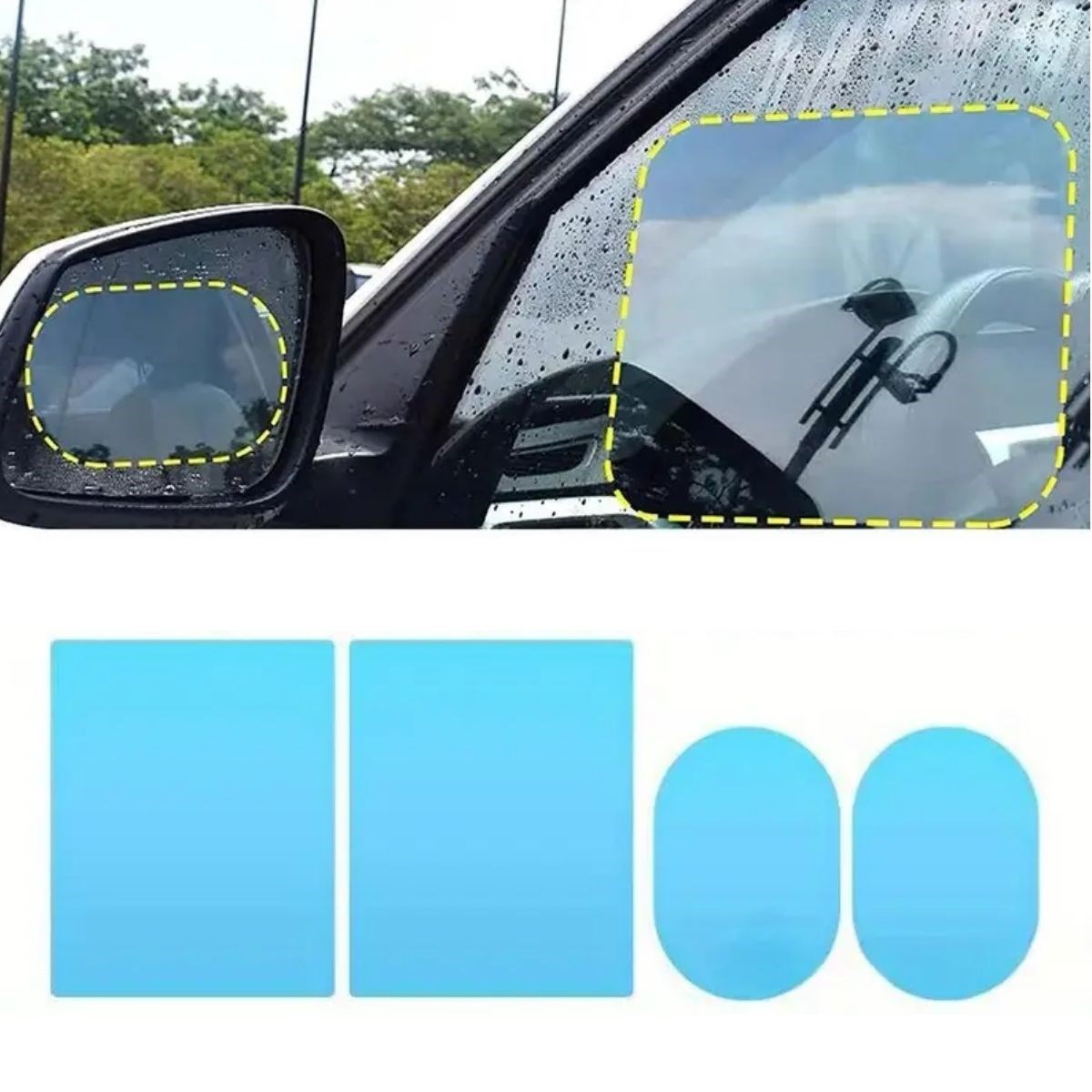 4-Piece Car Mirror Rain Repellent & Anti-Fog Film Set for Si